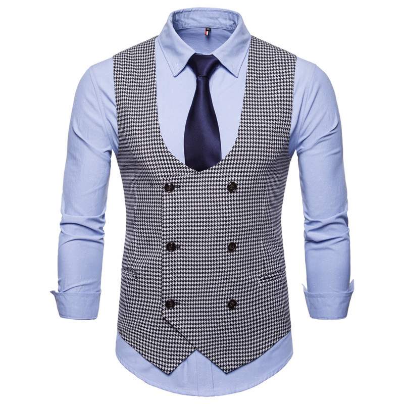 Houndstooth Men’s Fashion Casual Vest Slim Suit Vest Hot Sale | Enzo ...